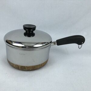 Vintage Revere Ware 1-1/2 Quart 1.5qt. Copper Bottom Sauce Pan Pot w/ Lid